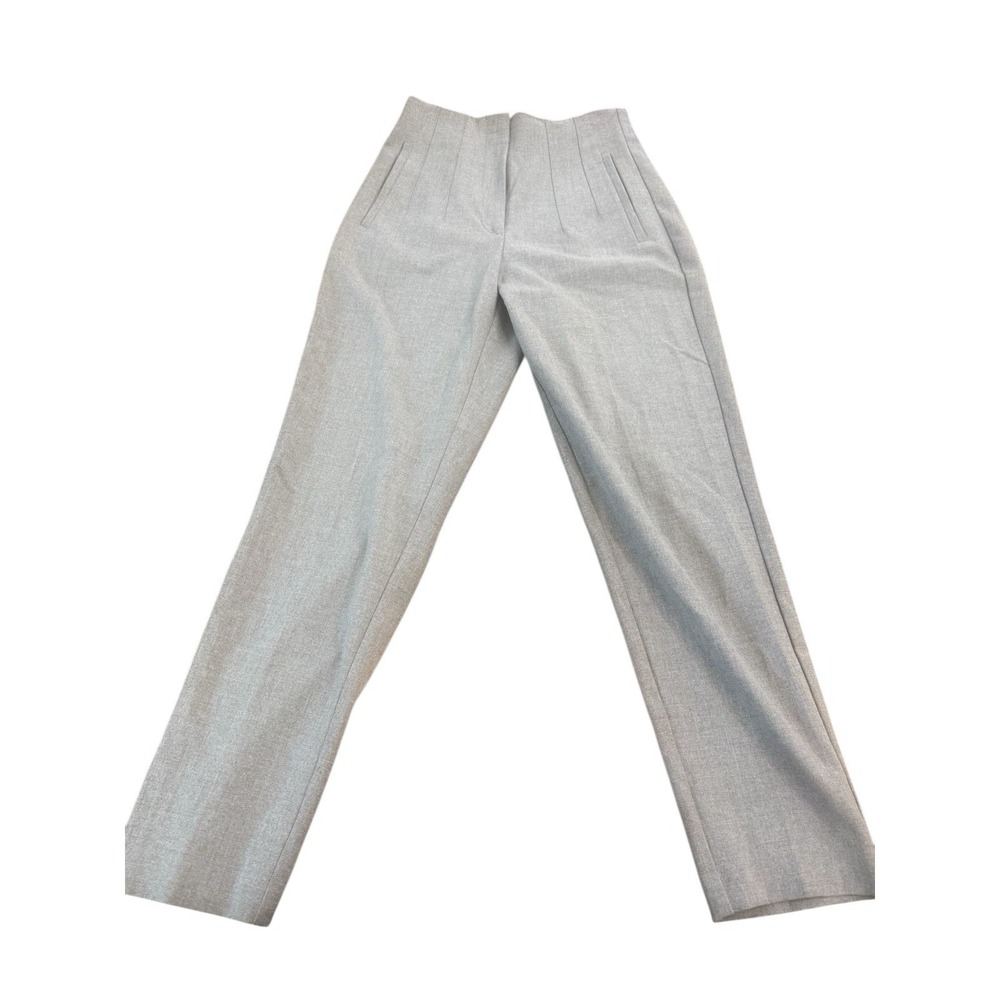 ZARA Womens XS High Waist Tailored Gray Trousers Slim Straight Work Pants AS IS